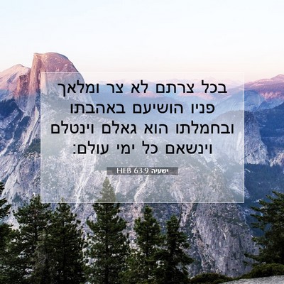 Picture 07 - ישעיה 63:9 HEB - בכל צרתם לא צר ומלאך פניו - Bible Verse Picture