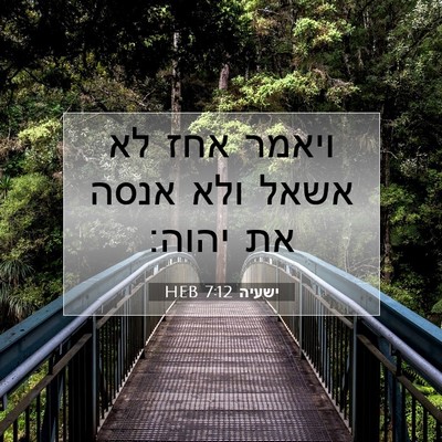 Picture 07 - ישעיה 7:12 HEB - ויאמר אחז לא אשאל ולא אנסה - Bible Verse Picture