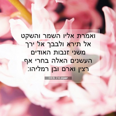 Picture 07 - ישעיה 7:4 HEB - ואמרת אליו השמר והשקט אל - Bible Verse Picture