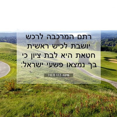 Picture 07 - מיכה 1:13 HEB - רתם המרכבה לרכש יושבת לכיש - Bible Verse Picture