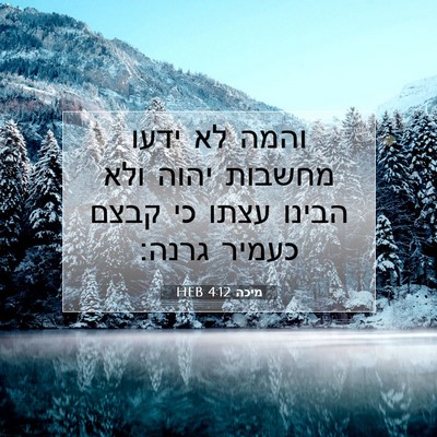 Picture 07 - מיכה 4:12 HEB - והמה לא ידעו מחשבות יהוה - Bible Verse Picture