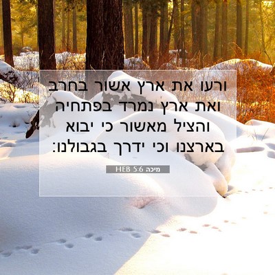Picture 07 - מיכה 5:6 HEB - ורעו את ארץ אשור בחרב ואת - Bible Verse Picture