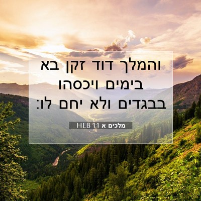 Picture 07 - מלכים א 1:1 HEB - והמלך דוד זקן בא בימים - Bible Verse Picture
