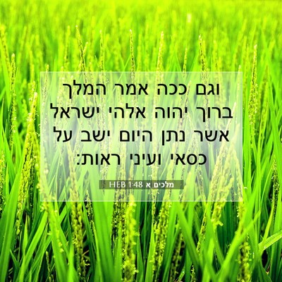 Picture 07 - מלכים א 1:48 HEB - וגם ככה אמר המלך ברוך יהוה - Bible Verse Picture