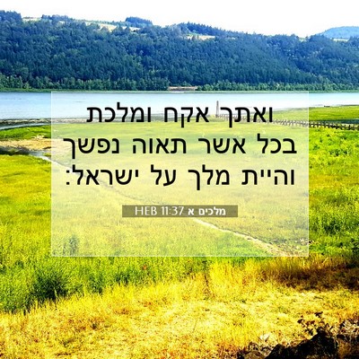 Picture 07 - מלכים א 11:37 HEB - ואתך אקח ומלכת בכל אשר תאוה - Bible Verse Picture