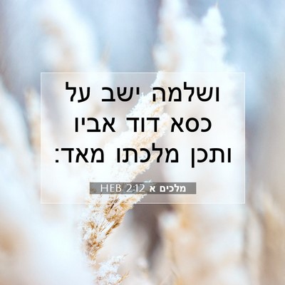 Picture 07 - מלכים א 2:12 HEB - ושלמה ישב על כסא דוד אביו - Bible Verse Picture