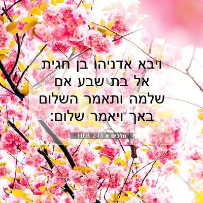 Picture 07 - מלכים א 2:13 HEB - ויבא אדניהו בן חגית אל בת - Bible Verse Picture