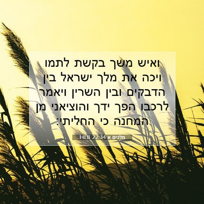 Picture 07 - מלכים א 22:34 HEB - ואיש משך בקשת לתמו ויכה את - Bible Verse Picture