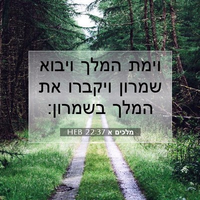 Picture 07 - מלכים א 22:37 HEB - וימת המלך ויבוא שמרון - Bible Verse Picture