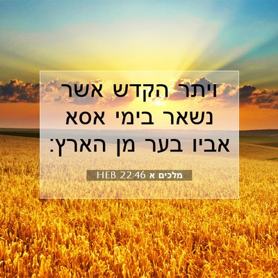 Picture 07 - מלכים א 22:46 HEB - ויתר הקדש אשר נשאר בימי אסא - Bible Verse Picture