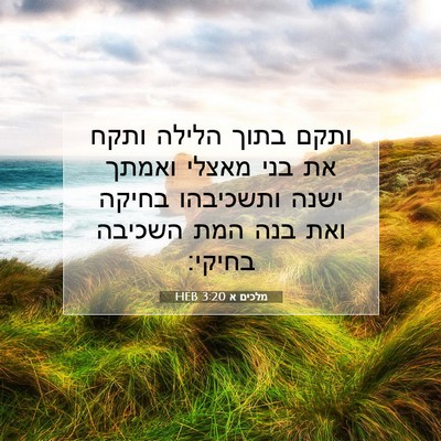 Picture 07 - מלכים א 3:20 HEB - ותקם בתוך הלילה ותקח את בני - Bible Verse Picture