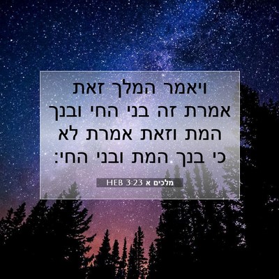 Picture 07 - מלכים א 3:23 HEB - ויאמר המלך זאת אמרת זה בני - Bible Verse Picture