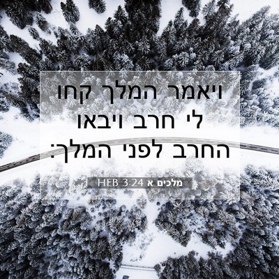 Picture 07 - מלכים א 3:24 HEB - ויאמר המלך קחו לי חרב ויבאו - Bible Verse Picture
