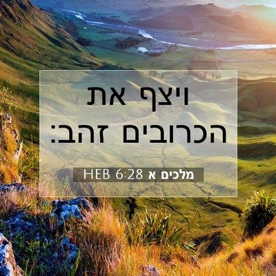 Picture 07 - מלכים א 6:28 HEB - ויצף את הכרובים - Bible Verse Picture