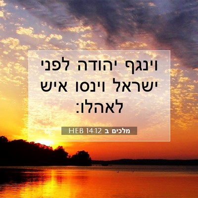 Picture 07 - מלכים ב 14:12 HEB - וינגף יהודה לפני ישראל - Bible Verse Picture