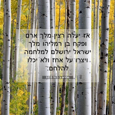 Picture 07 - מלכים ב 16:5 HEB - אז יעלה רצין מלך ארם ופקח - Bible Verse Picture