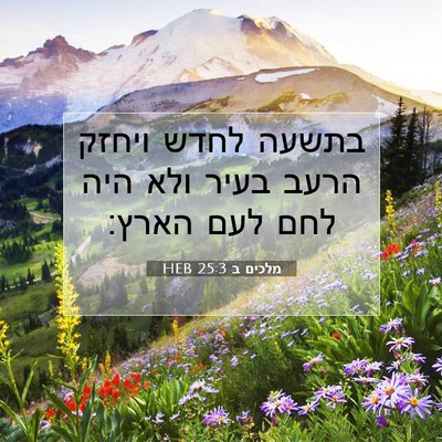 Picture 07 - מלכים ב 25:3 HEB - בתשעה לחדש ויחזק הרעב בעיר - Bible Verse Picture