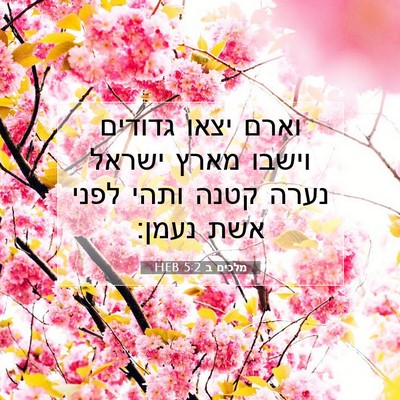 Picture 07 - מלכים ב 5:2 HEB - וארם יצאו גדודים וישבו - Bible Verse Picture