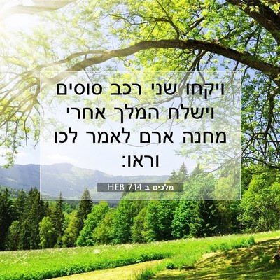 Picture 07 - מלכים ב 7:14 HEB - ויקחו שני רכב סוסים וישלח - Bible Verse Picture