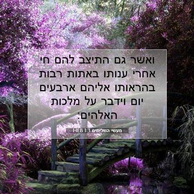 Picture 07 - מעשי השליחים 1:3 HEB - ואשר גם התיצב להם חי אחרי - Bible Verse Picture