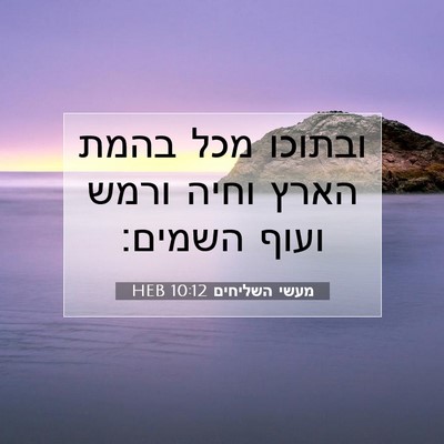 Picture 07 - מעשי השליחים 10:12 HEB - ובתוכו מכל בהמת הארץ וחיה - Bible Verse Picture