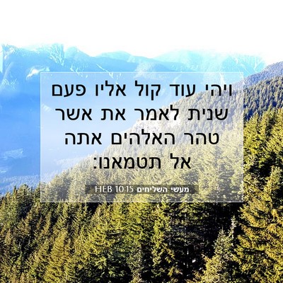 Picture 07 - מעשי השליחים 10:15 HEB - ויהי עוד קול אליו פעם שנית - Bible Verse Picture