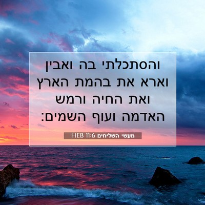 Picture 07 - מעשי השליחים 11:6 HEB - והסתכלתי בה ואבין וארא את - Bible Verse Picture