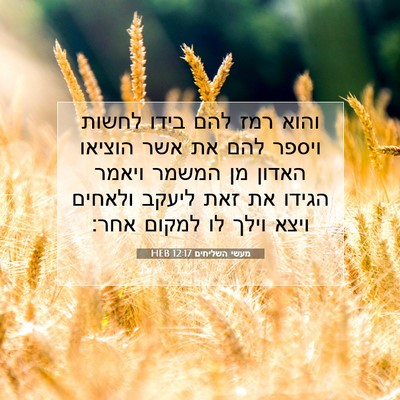 Picture 07 - מעשי השליחים 12:17 HEB - והוא רמז להם בידו לחשות - Bible Verse Picture