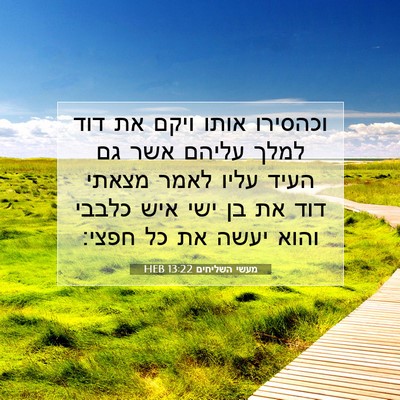 Picture 07 - מעשי השליחים 13:22 HEB - וכהסירו אותו ויקם את דוד - Bible Verse Picture