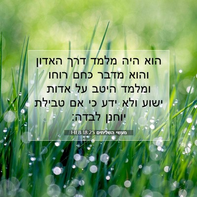 Picture 07 - מעשי השליחים 18:25 HEB - הוא היה מלמד דרך האדון והוא - Bible Verse Picture