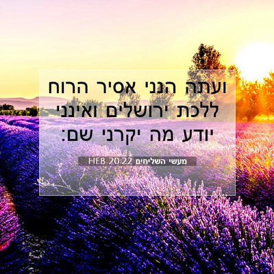 Picture 07 - מעשי השליחים 20:22 HEB - ועתה הנני אסיר הרוח ללכת - Bible Verse Picture