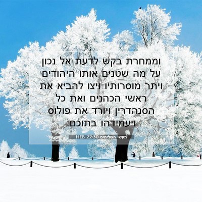 Picture 07 - מעשי השליחים 22:30 HEB - וממחרת בקש לדעת אל נכון על - Bible Verse Picture