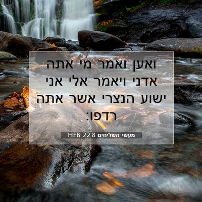 Picture 07 - מעשי השליחים 22:8 HEB - ואען ואמר מי אתה אדני ויאמר - Bible Verse Picture