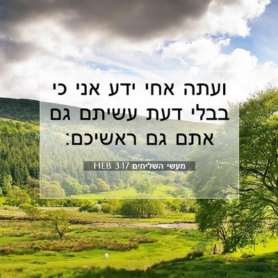 Picture 07 - מעשי השליחים 3:17 HEB - ועתה אחי ידע אני כי בבלי - Bible Verse Picture