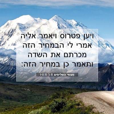 Picture 07 - מעשי השליחים 5:8 HEB - ויען פטרוס ויאמר אליה אמרי - Bible Verse Picture