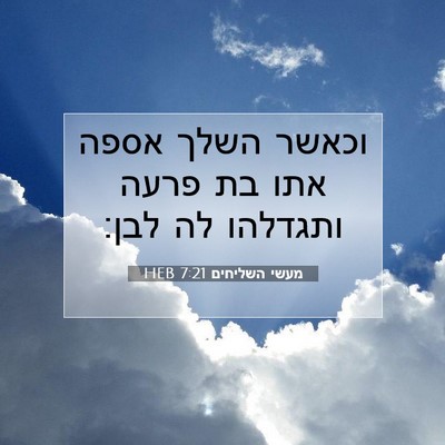 Picture 07 - מעשי השליחים 7:21 HEB - וכאשר השלך אספה אתו בת פרעה - Bible Verse Picture