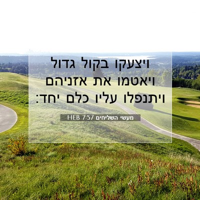 Picture 07 - מעשי השליחים 7:57 HEB - ויצעקו בקול גדול ויאטמו את - Bible Verse Picture
