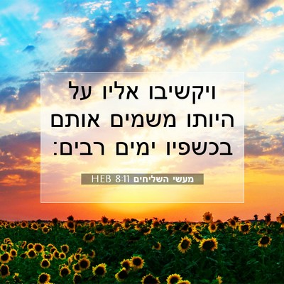 Picture 07 - מעשי השליחים 8:11 HEB - ויקשיבו אליו על היותו - Bible Verse Picture