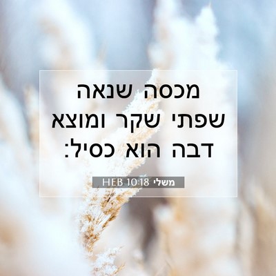 Picture 07 - משלי 10:18 HEB - מכסה שנאה שפתי שקר ומוצא - Bible Verse Picture