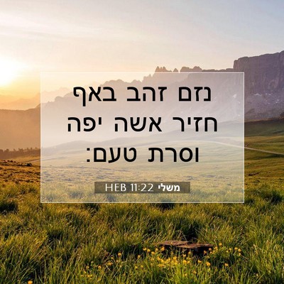 Picture 07 - משלי 11:22 HEB - נזם זהב באף חזיר אשה יפה - Bible Verse Picture