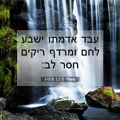 Picture 07 - משלי 12:11 HEB - עבד אדמתו ישבע לחם ומרדף - Bible Verse Picture