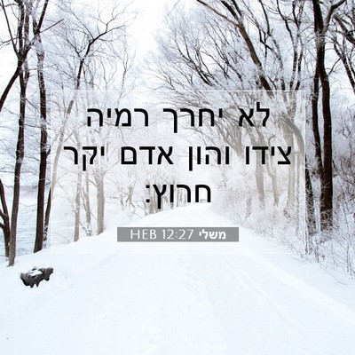Picture 07 - משלי 12:27 HEB - לא יחרך רמיה צידו והון אדם - Bible Verse Picture