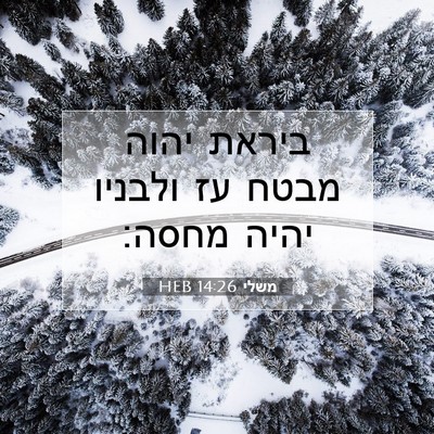 Picture 07 - משלי 14:26 HEB - ביראת יהוה מבטח עז ולבניו - Bible Verse Picture