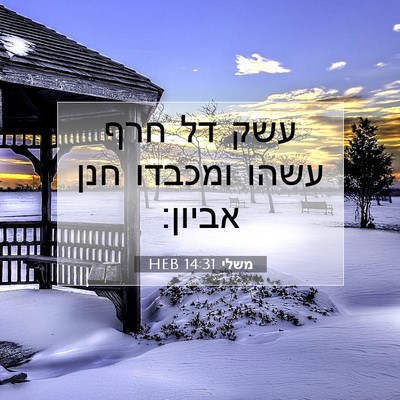 Picture 07 - משלי 14:31 HEB - עשק דל חרף עשהו ומכבדו חנן - Bible Verse Picture