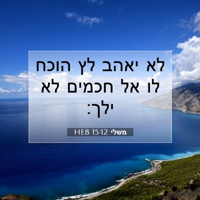 Picture 07 - משלי 15:12 HEB - לא יאהב לץ הוכח לו אל חכמים - Bible Verse Picture
