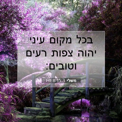 Picture 07 - משלי 15:3 HEB - בכל מקום עיני יהוה צפות - Bible Verse Picture