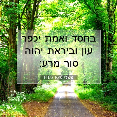 Picture 07 - משלי 16:6 HEB - בחסד ואמת יכפר עון וביראת - Bible Verse Picture