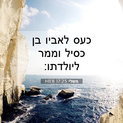 Picture 07 - משלי 17:25 HEB - כעס לאביו בן כסיל וממר - Bible Verse Picture