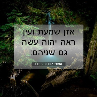 Picture 07 - משלי 20:12 HEB - אזן שמעת ועין ראה יהוה עשה - Bible Verse Picture