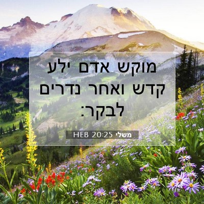 Picture 07 - משלי 20:25 HEB - מוקש אדם ילע קדש ואחר נדרים - Bible Verse Picture